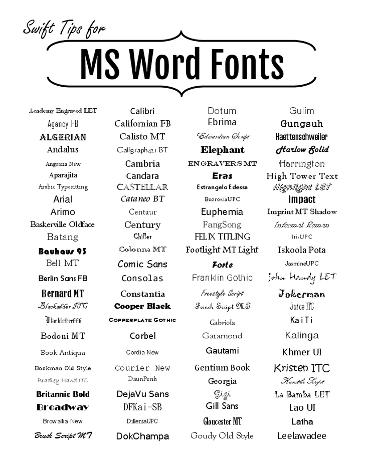 modern fonts in word